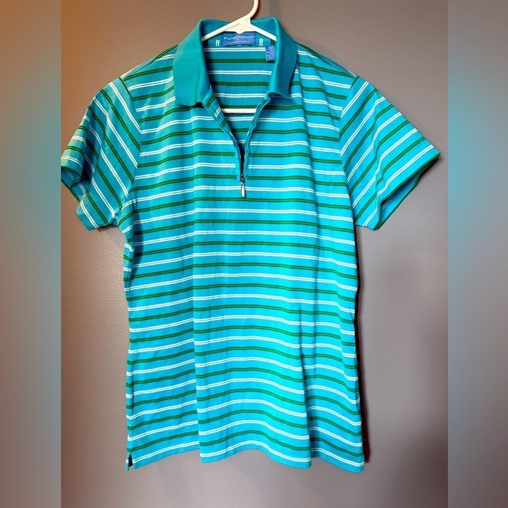 Pure Performance Fairway Greene Women's Sz L Golf Shirt 1/4 Zip Cotton Blend Top